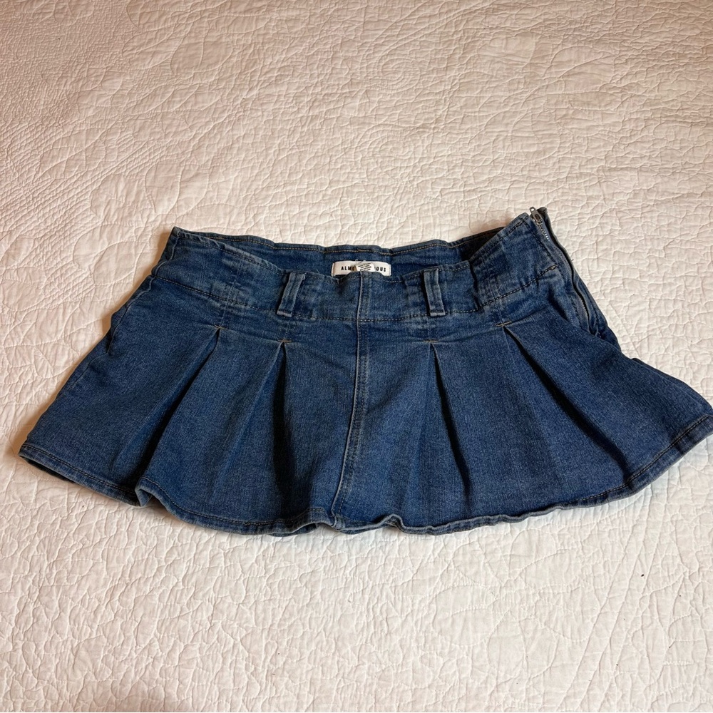 Almost famous micro mini skirt with shorts size large denim cotton blend stretch